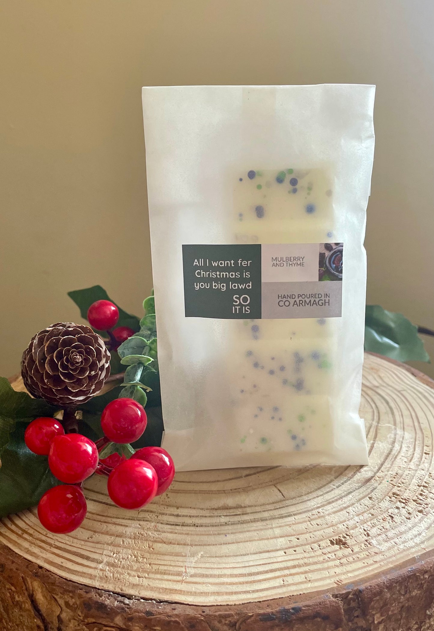 Sale ‘All I want fer Christmas is you big lawd so it is’ Mulberry and Thyme 50g Wax Melt