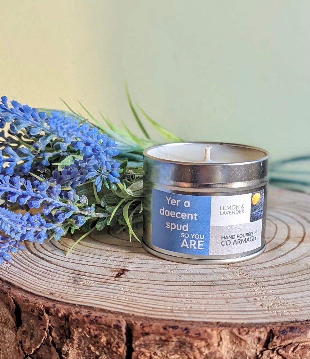 ‘Yer a daecent spud so you are' Lemon Lavender, 96g Candle Tin