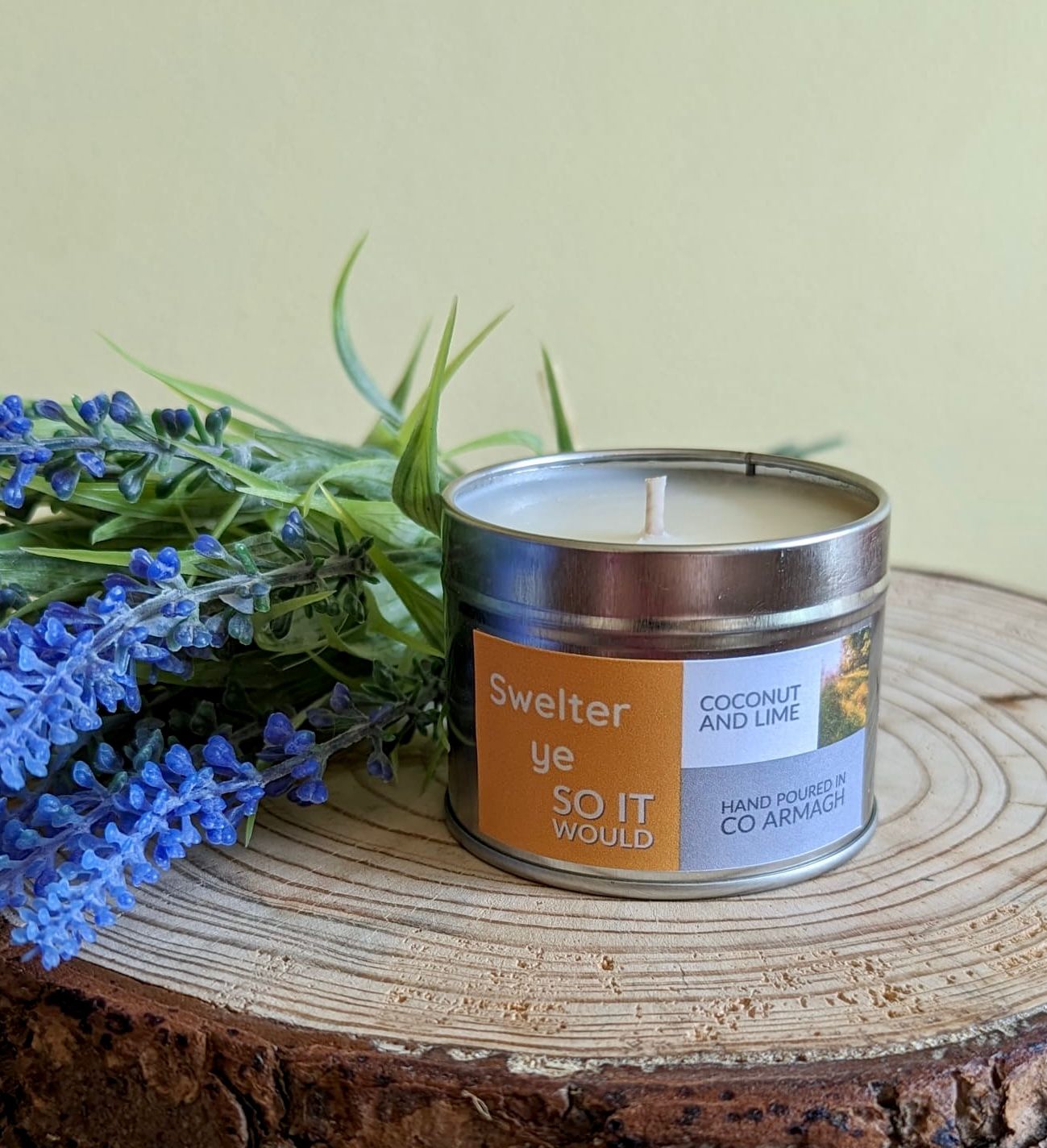 ‘Swelter ye so it would' Coconut and Lime 96g Candle Tin