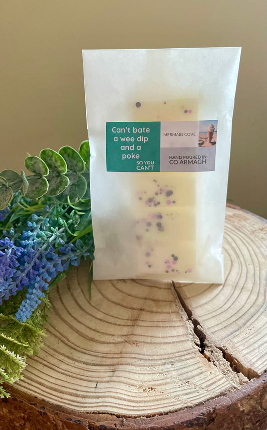 NEW ‘Can’t bate a wee dip and a poke so you can’t’ Mermaid Cove, 50g wax melt