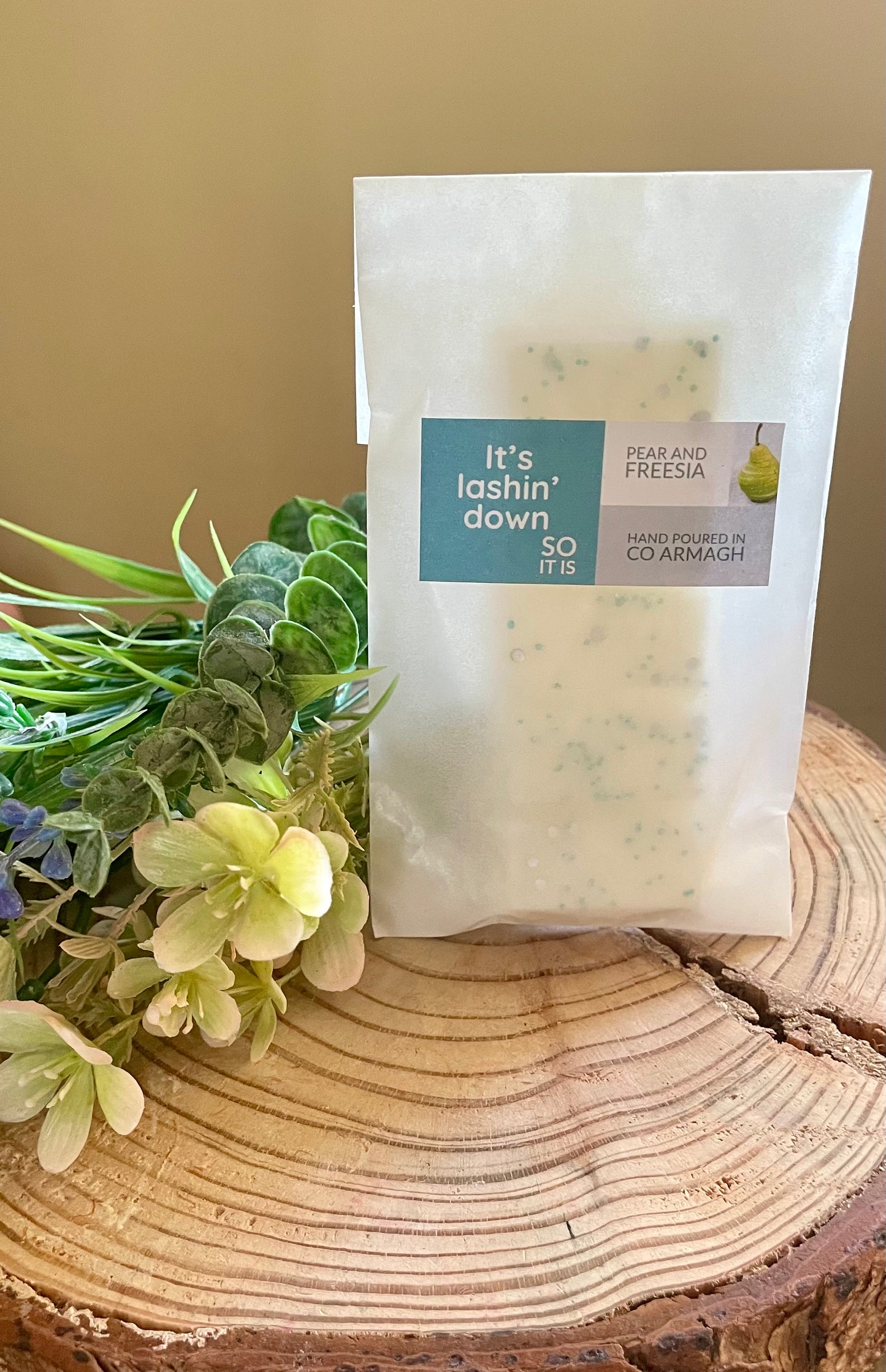 ‘It’s lashin’ down so it is’ Pear and Freesia, 50g wax melt