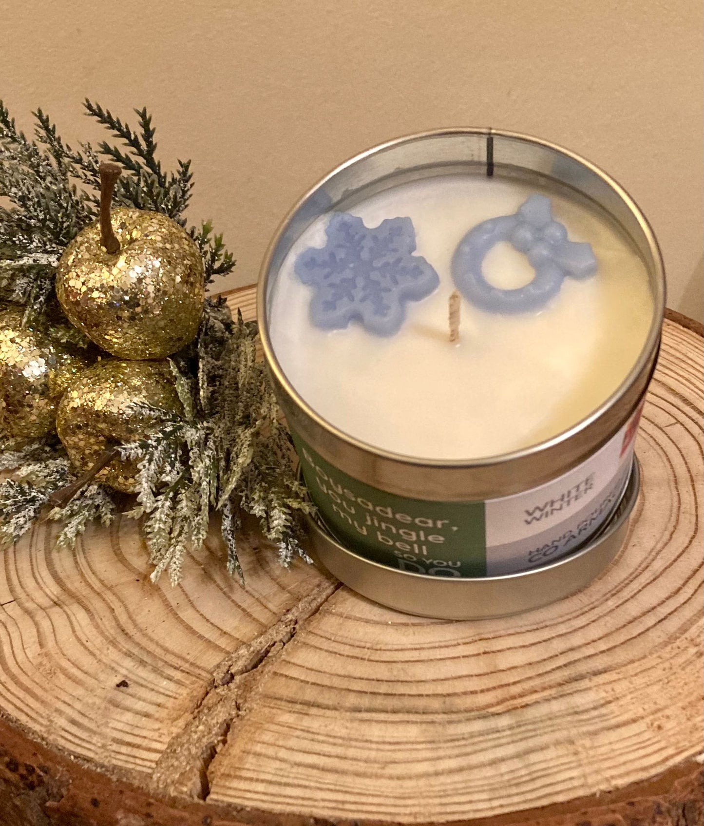 Large candle tin 'Have yerself a Merry wee Christmas so you should’ 190g White Winter