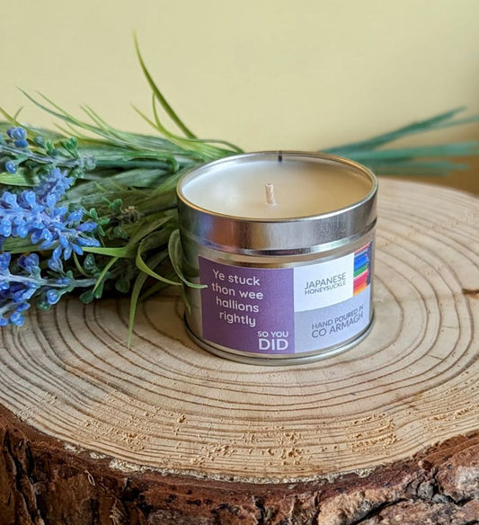 TEACHER 'Ye stuck thon wee hallions rightly so you did' Candle tin